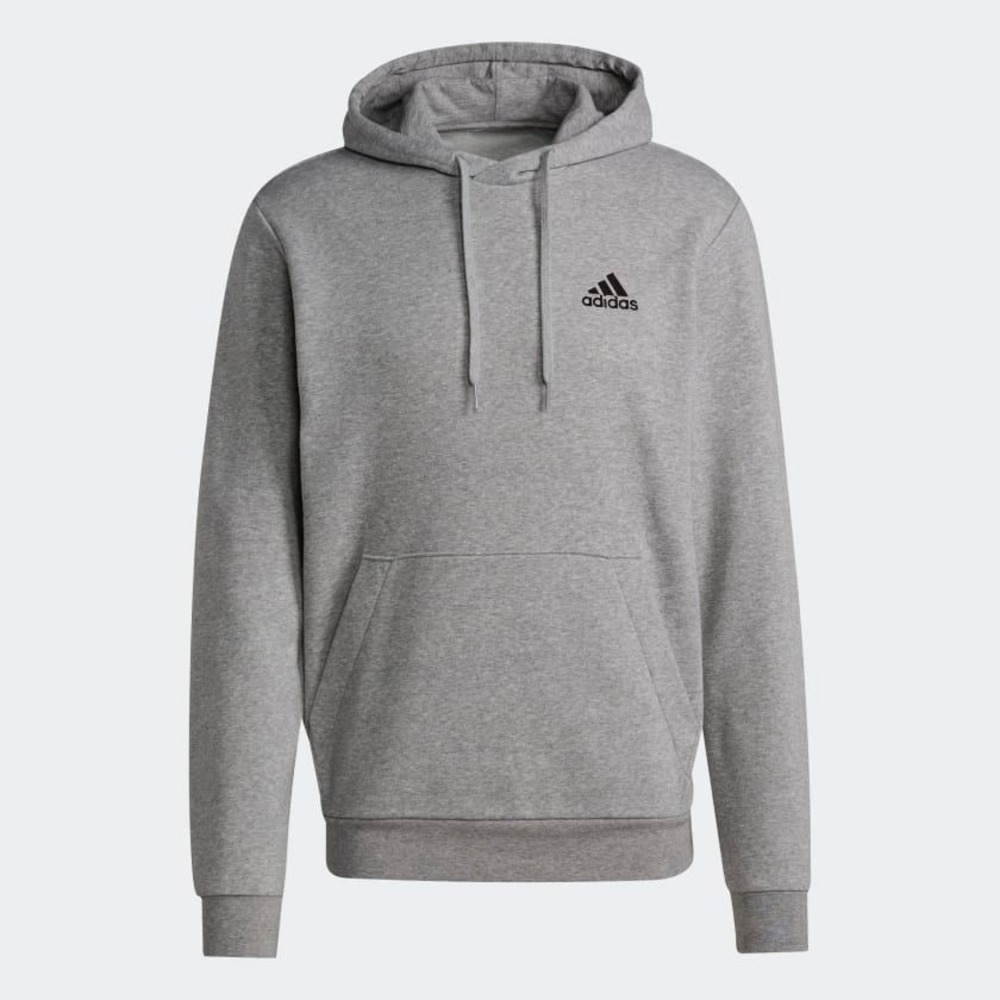 Adidas Essential Feel Cozy Fleece Hoodie Adult XXL Heather Gray Black Trefoil